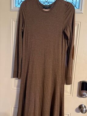 Vintage Lauren Ralph Lauren Brown Long-Sleeve A-Line Knit Dress